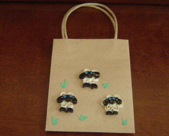Primary image for Sheep Gift Bag with hHandcrafted Paper Quilled Sheep New