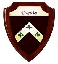 Davis Irish Coat of Arms Shield Plaque - Rosewood Finish - $48.00