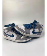 Nike Air Jordan 1 Mid Men&#39;s True Blue Gray White Size 9.5 DQ8426-014 - £62.23 GBP