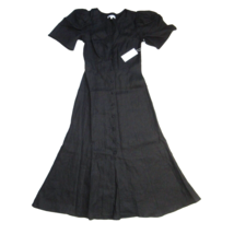 NWT Reformation Newbury in Black Linen Puff Sleeve Midi Shirt Dress 2 $218 - $158.40