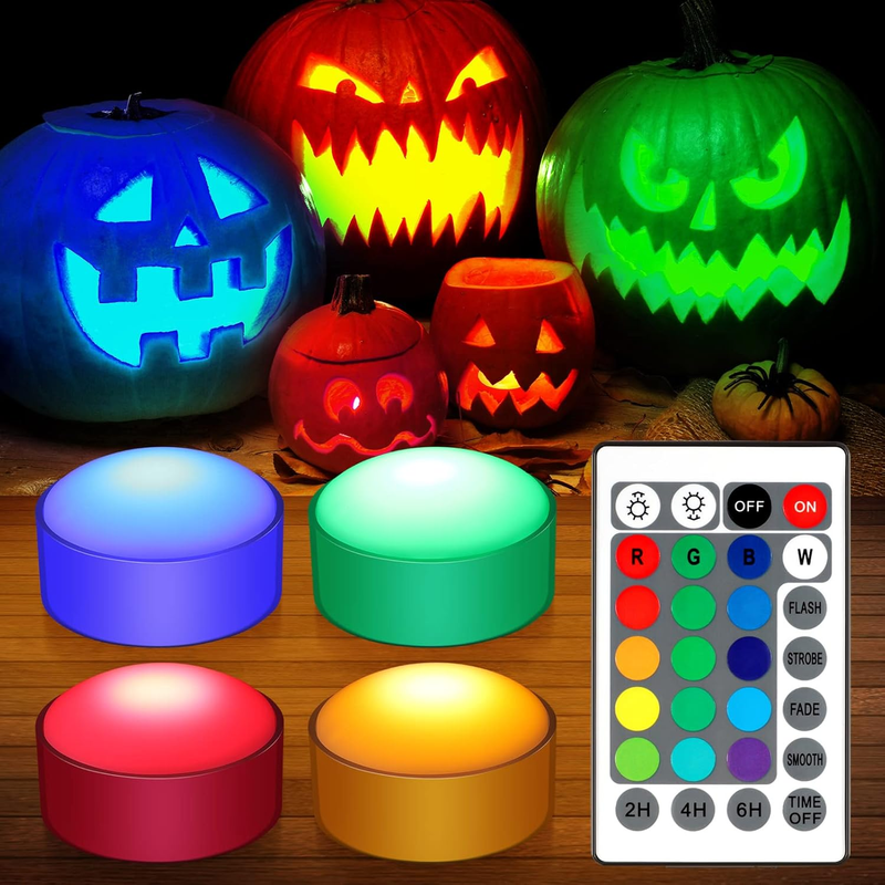 4 Pieces Halloween LED Pumpkin Lights with Remote 16 Multi Colors Timer Colored  Item image 12
