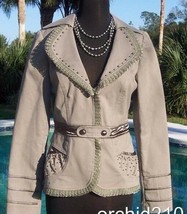 Cache Pearl Embellished Jacket Top New Sz M 6/8/10 Lined Lace Trim $178 NWT - £56.84 GBP