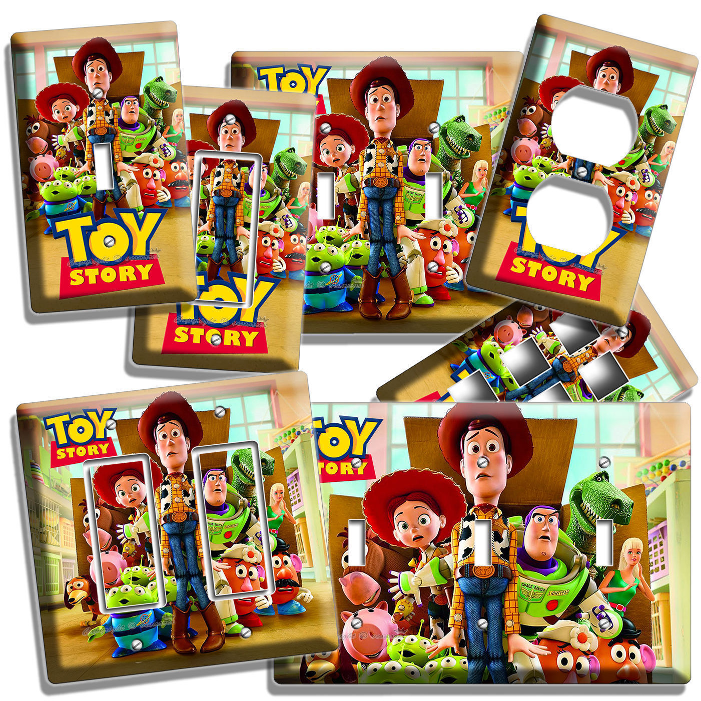 TOY STORY DOLLS WOODY BUZZ DINO LIGHT SWITCH OUTLET WALL PLATES KIDS ROOM DECOR