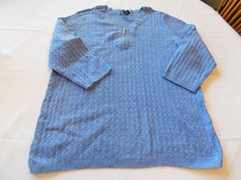 Karen Scott Women&#39;s Ladies Size 2X 3/4 sleeve Sweater shirt V Neck Blue GUC - £14.16 GBP