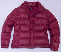 LANDS END Women&#39;s DOWN Filled Puffer COAT Winter Ski Full Zip MAGENTA Me... - £36.01 GBP