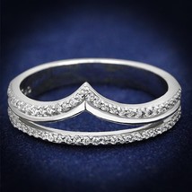 Curved V Shaped Pave Clear Cz Wedding Band 925 Sterling Silver Ring Size 5-9 - £61.47 GBP