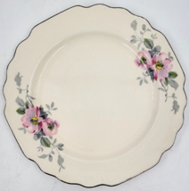 W S George Canarytone Bread &amp; Butter Plate 187A Pink Floral Silver Trim ... - $14.00