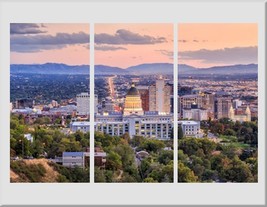 Salt Lake City Canvas Art Salt Lake City Skyline Salt Lake City Wall Art Utah Wa - $49.00