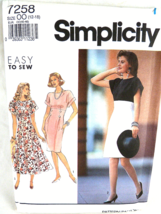 Simplicity 7258 Empire Waistline Pattern Easy to Sew Size 12 14 16 18 - $9.89