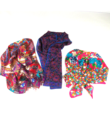 Lot of 3 LIZ CLAIBORNE 80s 90s scarves silk, cotton, floral, vibrant colors - $19.75