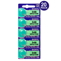 Sony 348 (SR421SW) 1.55V Silver Oxide 0%Hg Watch Battery (20 Count) 06/2020 - £30.01 GBP