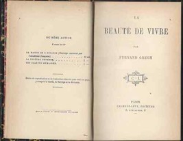 La Beauté de vivre Gregh Novel 1904 French Literature Antique Book - £83.52 GBP