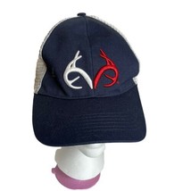 REALTREE HEADWEAR WHITE &amp; RED ANTLER LOGO SNAPBACK MESH TRUCKER BLUE HAT... - £9.94 GBP