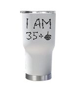 35 Plus One Skeleton Bone Middle Finger Tumbler With Lid 30oz Gift for W... - £23.32 GBP