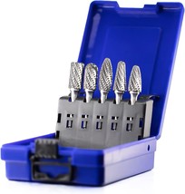 Carbide Burrs Set 5Pcs With 1/4&#39;&#39;Shank Sb-5 Sc-5 Sf-5 Sh-5 Sl-4 Double C... - £42.39 GBP