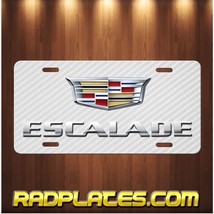 ESCALADE Inspired Art on simulated Carbon Fiber Aluminum License Plate White - £15.40 GBP