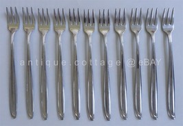 vintage ONEIDA STAINLESS FLATWARE retro unknown pattern 11 COCKTAIL FORKS - £32.89 GBP