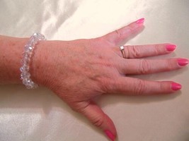 Department Store  6-1/2&quot; Clear Crystal Beaded Stretch Bracelet E688 - £7.51 GBP