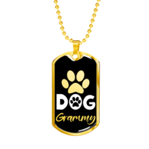 Dog Grammy Paw Necklace Stainless Steel or 18k Gold Dog Tag - £37.15 GBP+