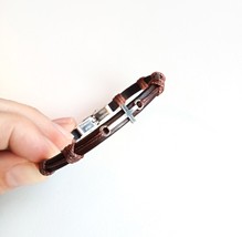 Cross bracelet for men, Cross bracelet for women, Leather bracelet, Hand... - $29.99