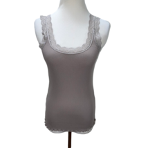 New Isabella Rodriguez Scalloped Lace Long Cotton Knit Sleeveless Top Tank - £18.74 GBP