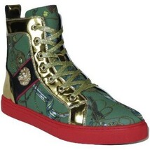 Mens High Top Shoes FIESSO by AURELIO GARCIA Chain Medusa Celebrity 2421 Green image 5