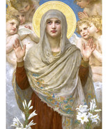 MADONNA  ANGEL VIRGIN MARY ORA PRO NOBIS CERAMIC TILE MURAL MEDALLION BA... - $80.87 CAD+