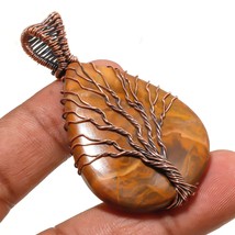 Royal Jasper Gemstone Handmade Copper Wire Wrap Pendant Jewelry 2.20&quot; SA 846 - £3.98 GBP