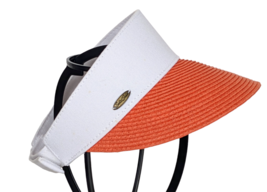 Sun N&#39; Sand Women&#39;s Orange &amp; White Adjustable Visor 3 3/4&#39;&#39; Wide Brim - £15.61 GBP