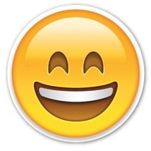 15cm Shaped Vinyl Sticker emoji laptop face smiling happy car smiley people - £4.37 GBP
