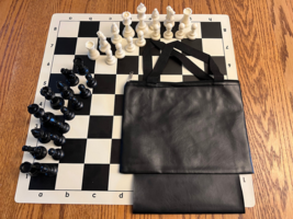 New Tournament Chess Set Combo: Black Bag W/ Loop, Black Board &amp; Chess Pieces - £20.19 GBP