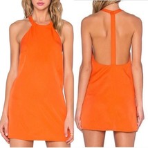 NBD Dress Don&#39;t Turn Back Orange XS Mini T-Strap Back High Neck Cocktail... - $29.69