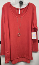 NWT LuLaRoe 3XL Solid True Red Soft Knit Fabric Lynnae Long Sleeved Shirt - £29.71 GBP