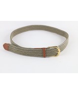 Deadstock Vtg 90s Streetwear Metal Leather Braided Stretch Belt Mens Lar... - $40.89 CAD