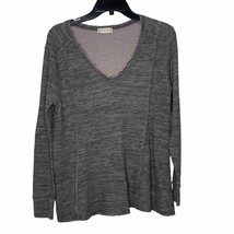 Altar&#39;d State V-Neck T-Shirt Top Size Small Gray Heather Womens Long Sleeve - £13.92 GBP