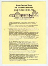 The Round Barn Lodge &amp; Restaurant Room Service Menu Spring Green Wisconsin - £23.44 GBP