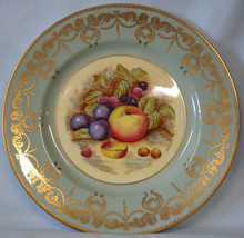Aynsley Orchard Gold with Teal or Turquoise Dinner Plate  10 3/8&quot; Signed - £71.21 GBP