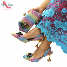 New Arrivals Multi Color Italian Design Nigerian Women Shoes and Bag Set Comfort - £95.29 GBP