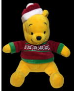 Winnie Pooh Bear Plush Stuffed Animal RARE Christmas Snowflakes Red Shir... - $39.00