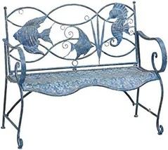 Cape Craftsmen Evergreen Weatherproof Blue Fish Coastal Outdoor Bench | Holds Up - £162.83 GBP