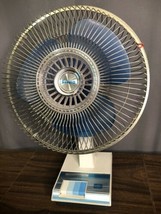 Galaxy 12&quot; Translucent Blue Blades Vintage Oscillating Fan 3 Speed Type 12 USA - £86.56 GBP