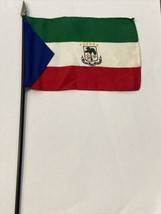 New Equatorial Guinea Mini Desk Flag - Black Wood Stick Gold Top 4” X 6” - £3.99 GBP