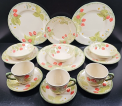 (3) Franciscan Strawberry Fair 5 Pc Place Setting Vintage Fruit Dishes R... - $214.70