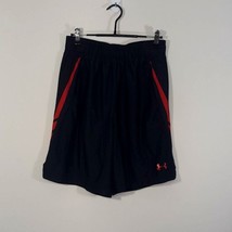 Under Armour Boys Basketball Shorts Size Medium Black Red Loose Select Heat Gear - $19.30