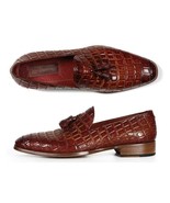Paul Parkman Mens Shoes Loafer Brown Crocodile Tassel Calfskin Handmade ... - £345.38 GBP