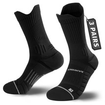 Coolmax Compression Running Socks 3 Pairs, Cushion Crew Socks, Anti-Blis... - $46.99