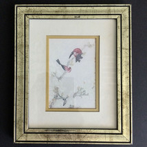 Vintage Wall Art Gilded Oriental Birds &amp; Flower Blossoms Framed Art 10 x 12&quot; - £22.47 GBP