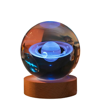 Saturn Crystal Ball Night Light, 3D  Planet Lamp, Crystal Ball, Astronomy Gift  - £25.93 GBP