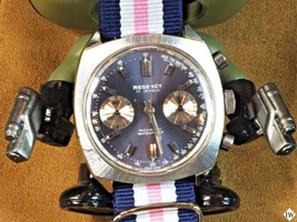 1960&#39;s Vintage Regency Chronograph Landeron 248 Sunburst Blue Panda Racing Watch - £440.86 GBP