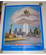 SIGNED VINT. 9/11/01 MEMORIAL POSTER “ALWAYS HONORED NEVER FORGOTTEN”- F... - $58.41